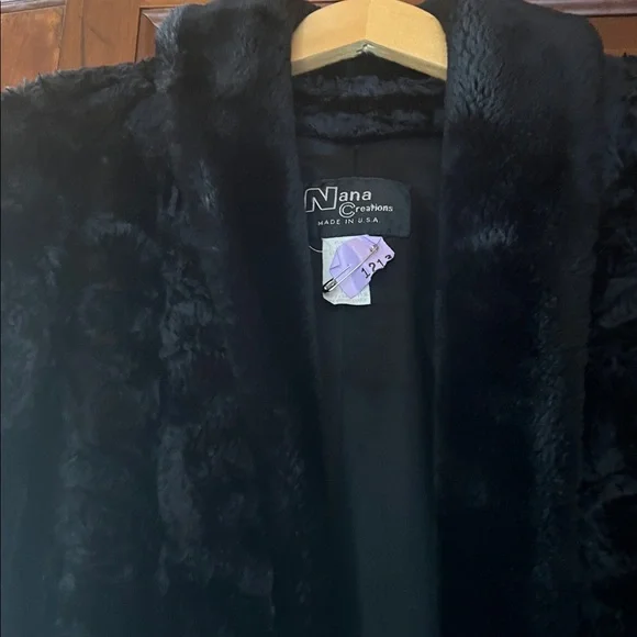 Vintage beautiful  black full length faux fur coat size XL - Picture 3 of 7